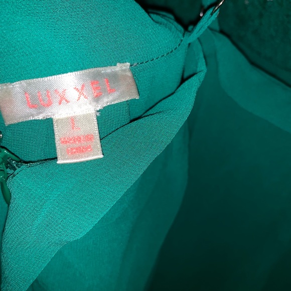 NWT JLUXLABEL Kelly Green Chiffon + Lace Maxi Dres - Picture 12 of 15